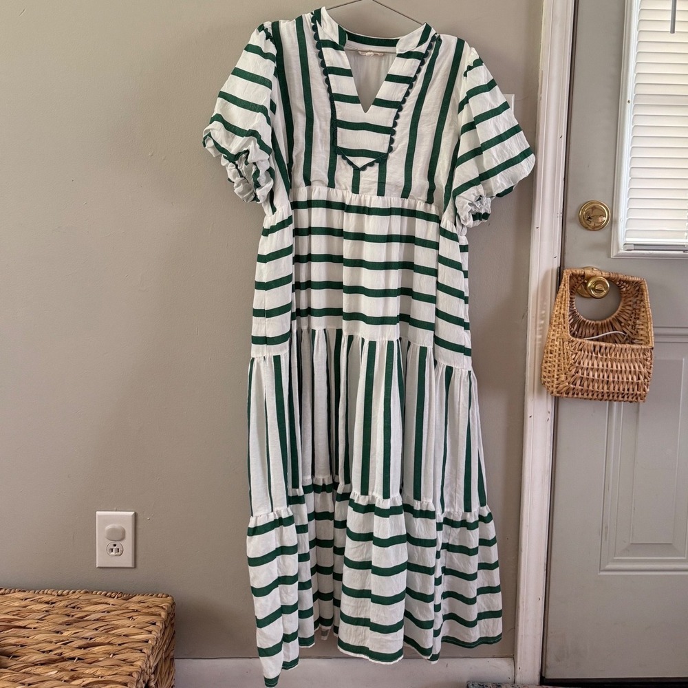 Entro stripped midi dress